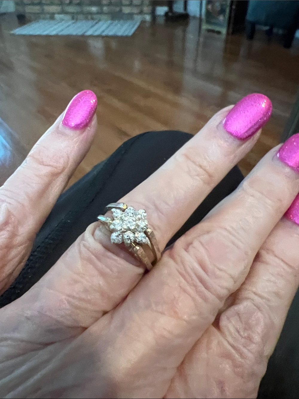 925 Double Ring with CZ Cluster FLIP RING.FLIP HER OVER AND RUBY - Picture 3 of 8